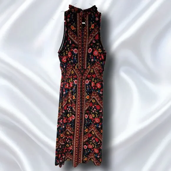 Boho Floral Mock Neck long Dress Medium - Picture 6 of 6